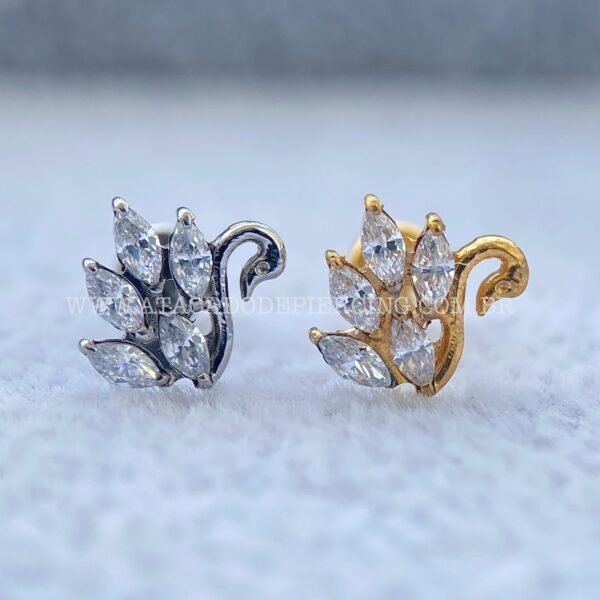 Labret Rosca Interna Titânio Cisne Zircônias - Imagem 1