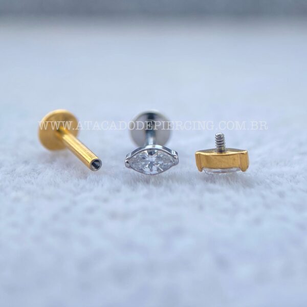 Labret Rosca Interna Titânio Navete Zircônia - Imagem 3