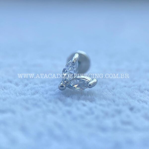 Labret Aço Rosca Interna Zircônias Navete - Imagem 4