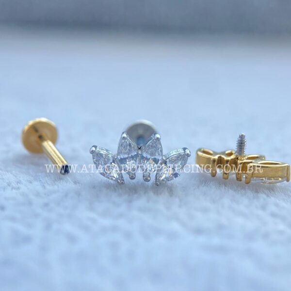 Labret Aço Rosca Interna Cluster Zircônias - Imagem 3