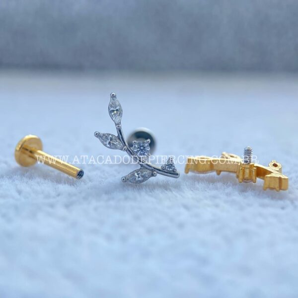 Labret Aço Rosca Interna Ramo Zircônias - Imagem 3
