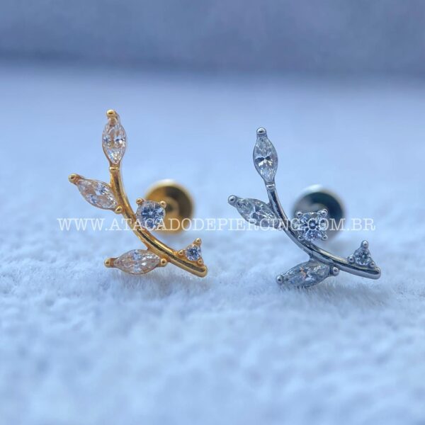 Labret Aço Rosca Interna Ramo Zircônias - Imagem 1