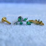Labret Rosca Interna Titânio Ramo Zircônias Esmeralda - Imagem 3