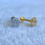 Labret Titânio Topo Prata 925 Flor Zircônias - Imagem 2