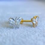 Labret Titânio Topo Prata 925 Borboleta Zircônias - Imagem 3