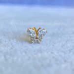 Labret Titânio Topo Prata 925 Borboleta Zircônias - Imagem 2