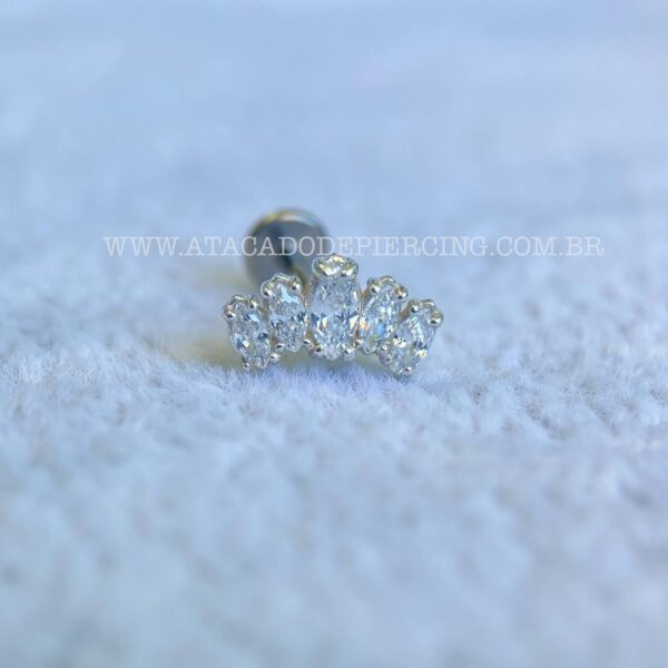 Labret Titânio Topo Prata 925 Cluster Zircônias - Imagem 4