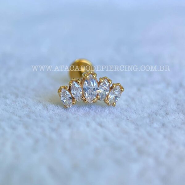 Labret Titânio Topo Prata 925 Cluster Zircônias - Imagem 2