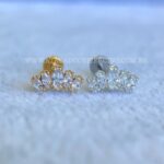 Labret Titânio Topo Prata 925 Cluster Zircônias