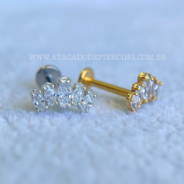 Labret Titânio Topo Prata 925 Cluster Zircônias - Imagem 3