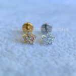 Labret Titânio Topo Prata 925 Flor Zircônias