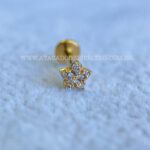 Labret Titânio Topo Prata 925 Flor Zircônias - Imagem 2