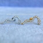 Labret Titânio Topo Prata 925 Cobra Zircônias
