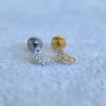 Labret Titânio Topo Prata 925 Lua Zircônias