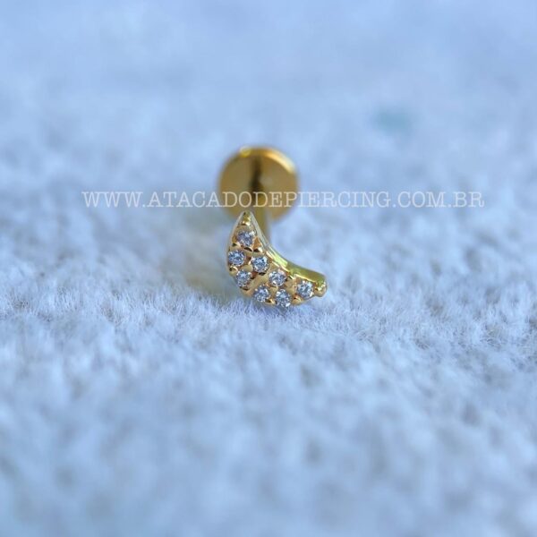 Labret Titânio Topo Prata 925 Lua Zircônias - Imagem 2