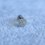 Labret Titânio Topo Prata 925 Coração Zircônias - Imagem 4