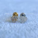 Labret Titânio Topo Prata 925 Coração Zircônias