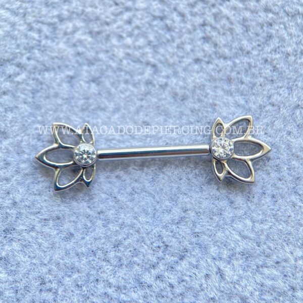 Barbell Titânio Push-Pin Flor de Lótus - Imagem 4