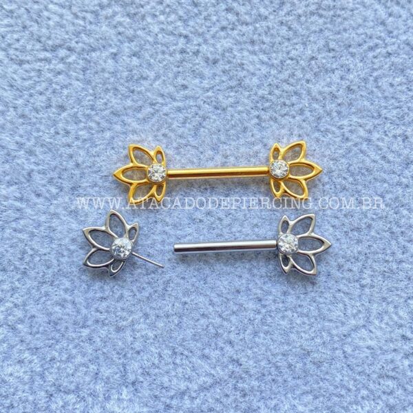 Barbell Titânio Push-Pin Flor de Lótus - Imagem 3