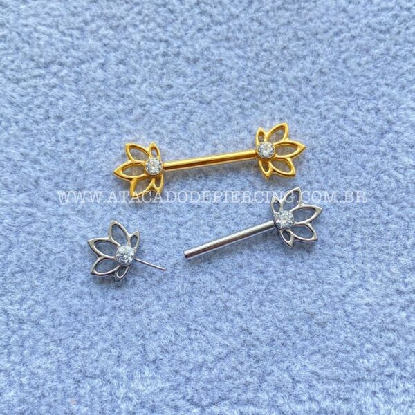 Barbell Titânio Push-Pin Flor de Lótus - Imagem 2