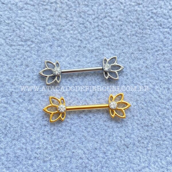 Barbell Titânio Push-Pin Flor de Lótus - Imagem 1