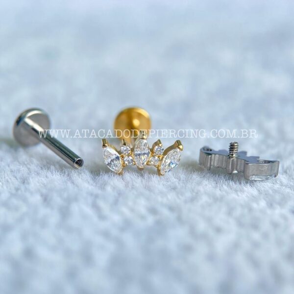 Labret Titânio Rosca Interna Cluster Zircônias - Imagem 2