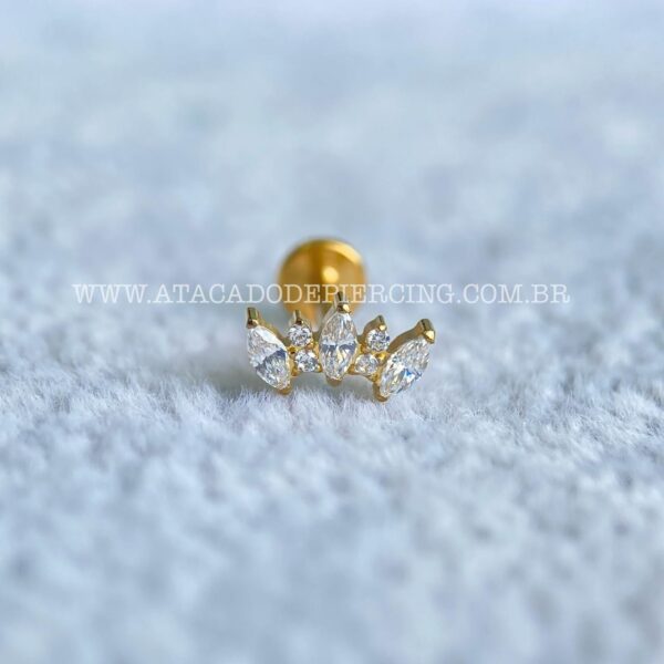 Labret Titânio Rosca Interna Cluster Zircônias - Imagem 3