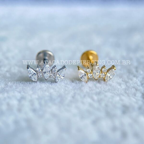 Labret Titânio Rosca Interna Cluster Zircônias - Imagem 1