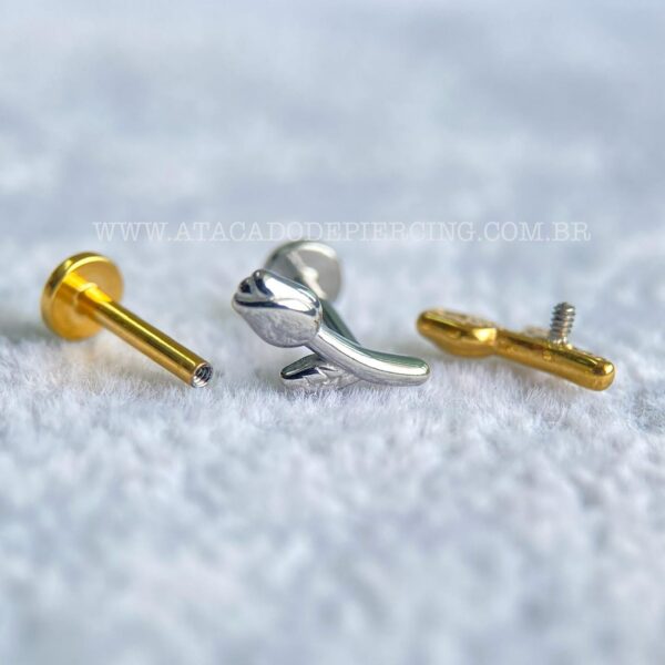 Labret Aço Rosca Interna Flor - Imagem 3