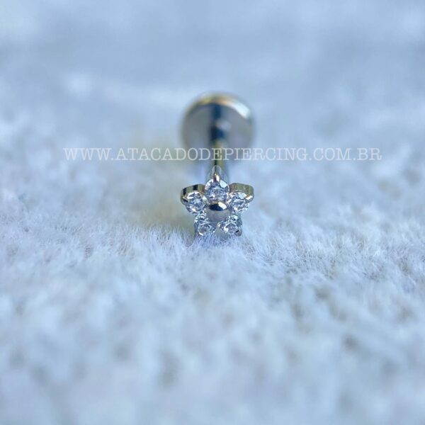 Labret Rosca Interna Titânio Flor Zircônias - Imagem 5