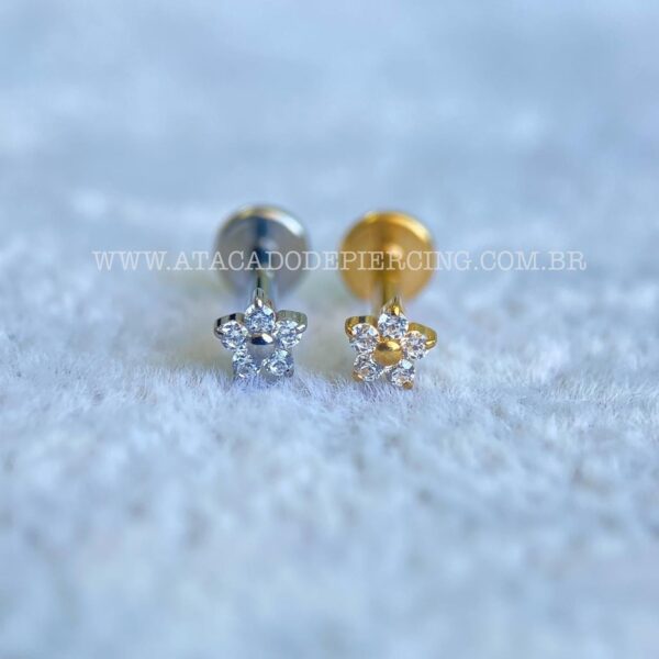 Labret Rosca Interna Titânio Flor Zircônias - Imagem 1