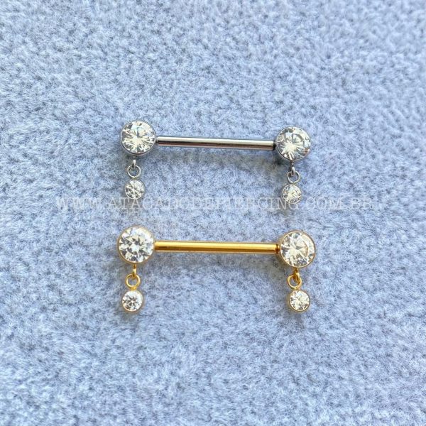 Barbell Titânio Push Pin Zircônia com Pingente - Imagem 1