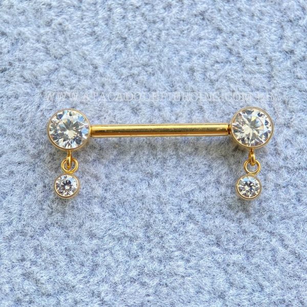 Barbell Titânio Push Pin Zircônia com Pingente - Imagem 2