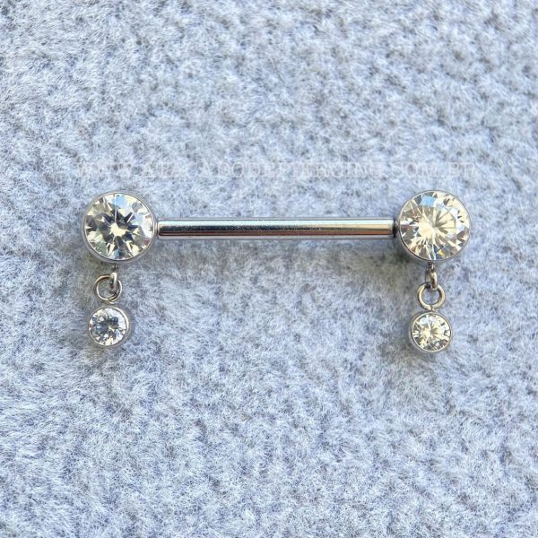 Barbell Titânio Push Pin Zircônia com Pingente - Imagem 3