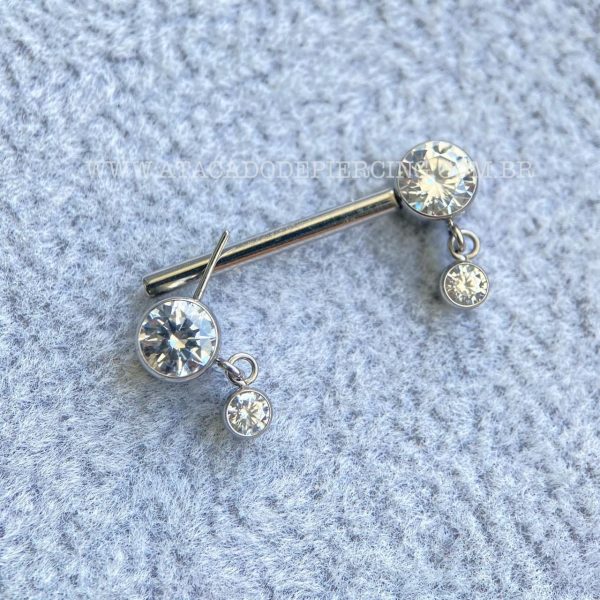 Barbell Titânio Push Pin Zircônia com Pingente - Imagem 4