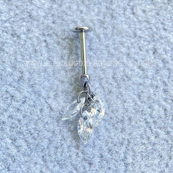Labret Rosca Interna Titânio Pingente Zircônias - Imagem 3