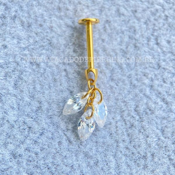 Labret Rosca Interna Titânio Pingente Zircônias - Imagem 2