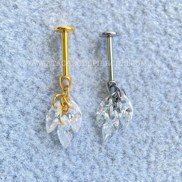 Labret Rosca Interna Titânio Pingente Zircônias - Imagem 1