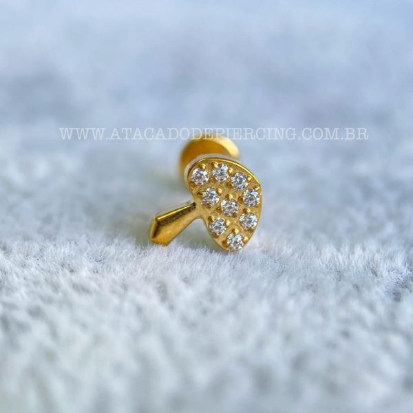 Labret Rosca Interna Titânio Cogumelo Zircônias - Imagem 2