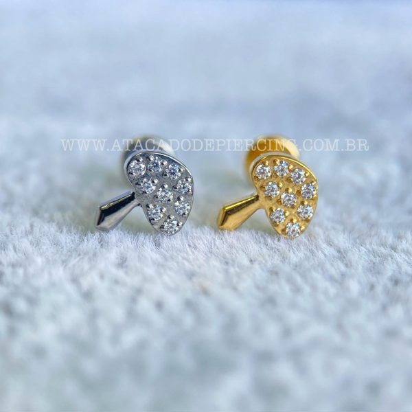 Labret Rosca Interna Titânio Cogumelo Zircônias - Imagem 1