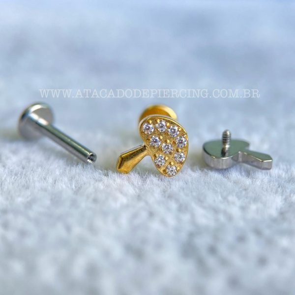 Labret Rosca Interna Titânio Cogumelo Zircônias - Imagem 3