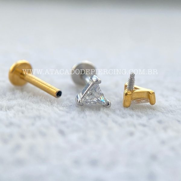 Labret Aço Rosca Interna Zircônia Triângulo - Imagem 3
