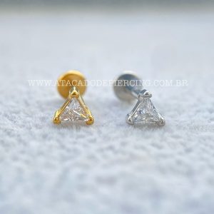 Labret Aço Rosca Interna Zircônia Triângulo