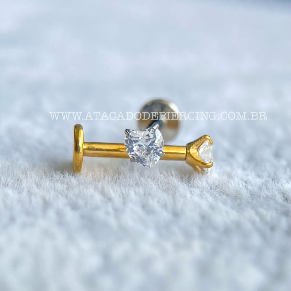Labret Titânio Zircônia Coração - Imagem 3