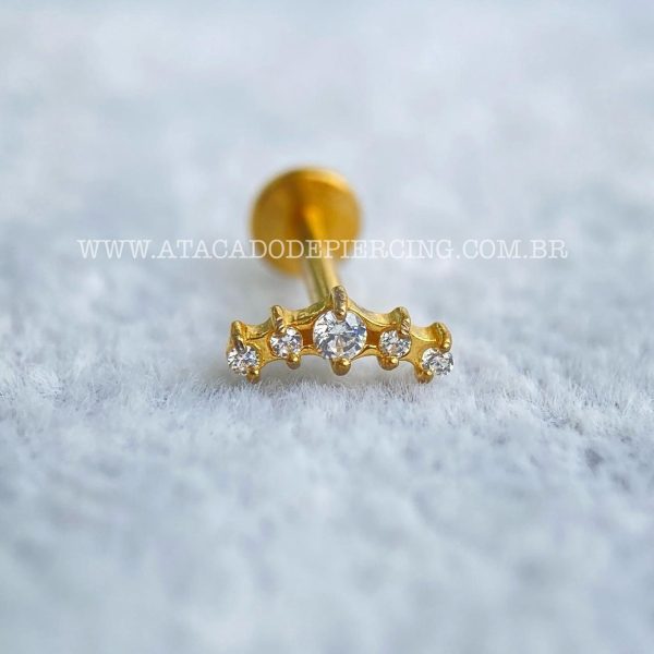 Labret Aço Rosca Interna Cluster Zircônias - Imagem 2