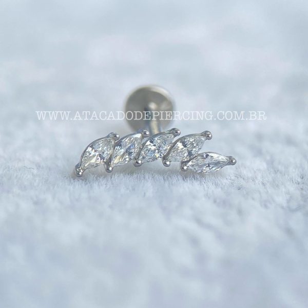 Labret Aço Rosca Interna Cluster Zircônias - Imagem 4