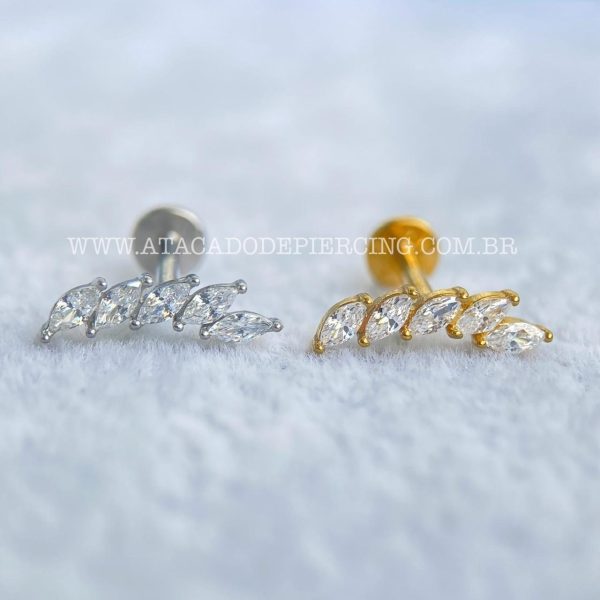 Labret Aço Rosca Interna Cluster Zircônias - Imagem 1