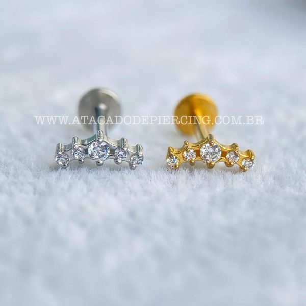 Labret Aço Rosca Interna Cluster Zircônias - Imagem 1