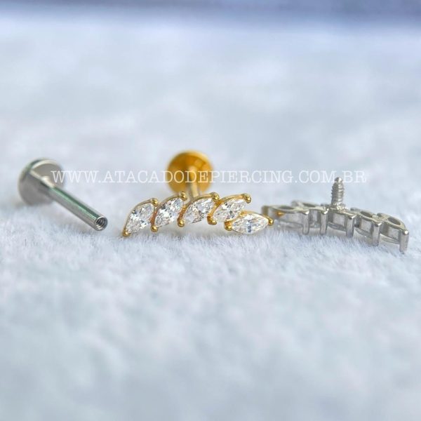 Labret Aço Rosca Interna Cluster Zircônias - Imagem 3