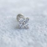 Labret Aço Rosca Interna Trevo Zircônias - Imagem 4
